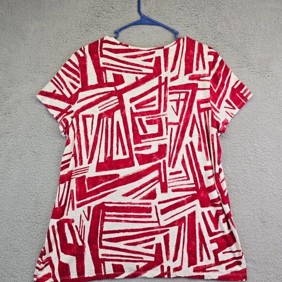 Zenergy by Chicos Top Womens 3 XL/16 Red Scoop Neck Abstract Hippie Y2K Colorful - Picture 2 of 8